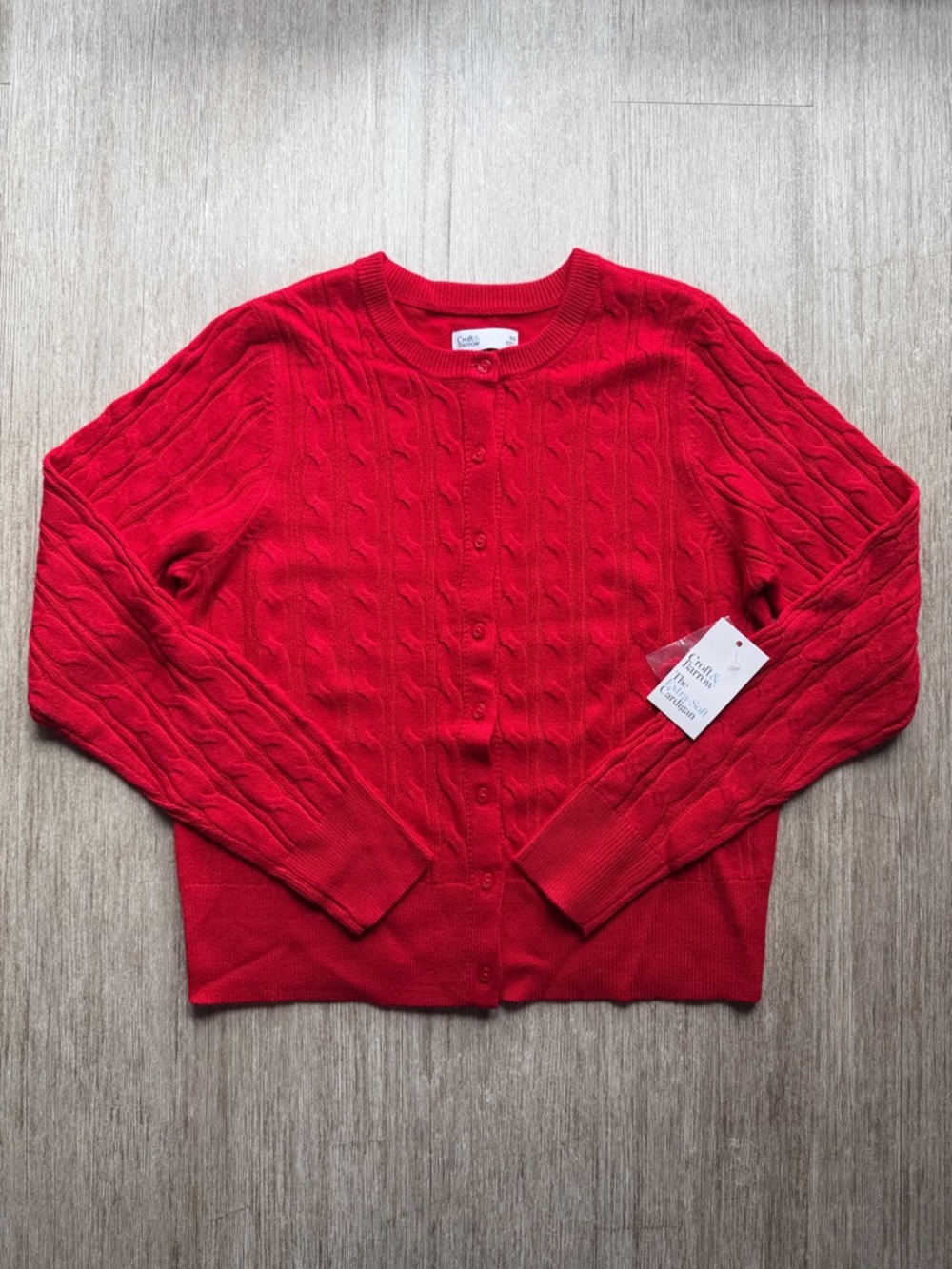 Croft & Barrow Red Cable-Knit Cardigan